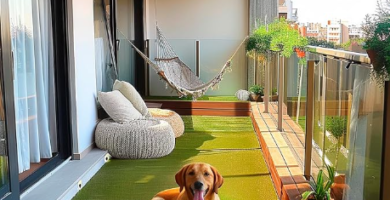 terraza césped artificial lucatex perro